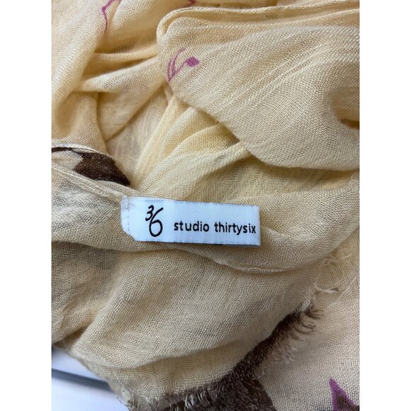 Studio Thirtysix Bird & Music Note Print Viscose Scarf Shawl 74" x 38" - Picture 4 of 11